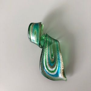 Green and Turquoise Glass Necklace Pendant